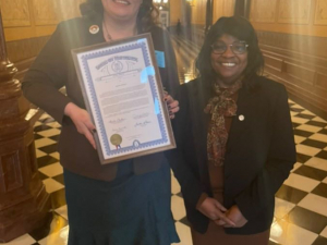 Mo De La O and Regina Murray (who authored the Active Duty & Veterans Mental Health bill) were at the State Capital today getting recognition for the Veteran work they have collaborated on. 