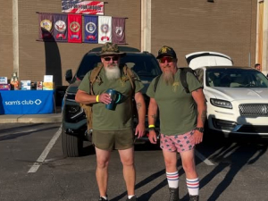 Foxhole is so grateful to our friend Red (the guy in the USA shorts) for doing a benefit ruck hike for Foxhole.