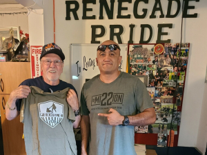 Gene Hooper is a Navy Veteran and very generous of Veteran causes. Most recently he made sure we had enough merchandise after supplies were getting depleted, and he helped us add hats to our merch.